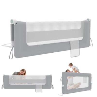 Barrière de lit rabattable LZQ 150 cm, hauteur réglable de 72 à 86 cm