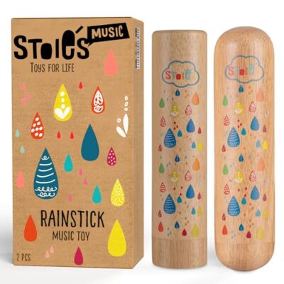 Bâton de pluie en bois Stoie’s, lot de deux, 20 cm chacun