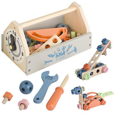 Boîte à outils en bois Toywoo de 34 pièces à visser et assembler