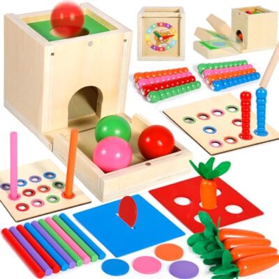 Boîte d’activités en bois Purpledi, 6 jeux en 1 et rangement