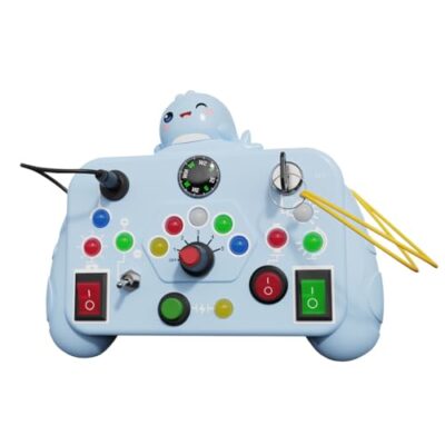 Busy board bleu NIWWIN en forme de manette, interrupteurs et LED