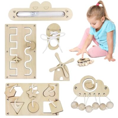 Busy board en bois GOWTX : kit de 6 planchettes à emporter