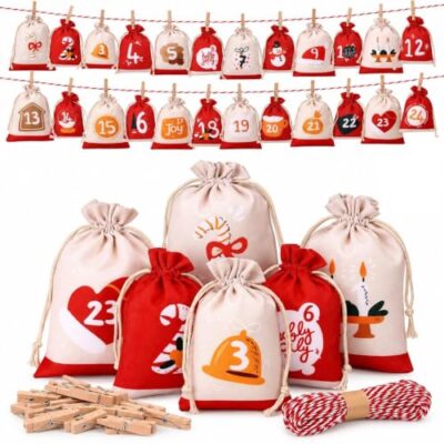 Calendrier de l’Avent à remplir DESPOINA, 24 sachets en tissu