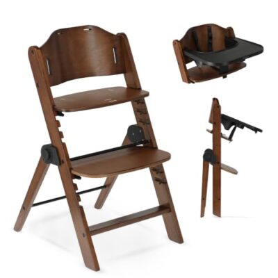Chaise haute en bois Deryan Odin, pliable et réglable en hauteur