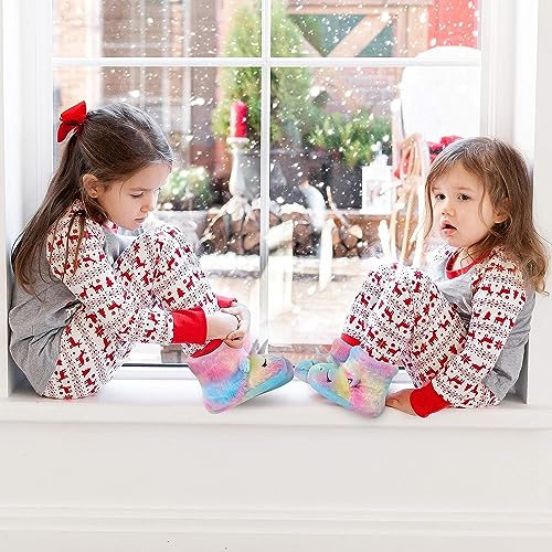 Chausson botte en peluche Dream Bridge, licorne multicolore