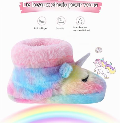 Chausson botte en peluche Dream Bridge, licorne multicolore, vue 5