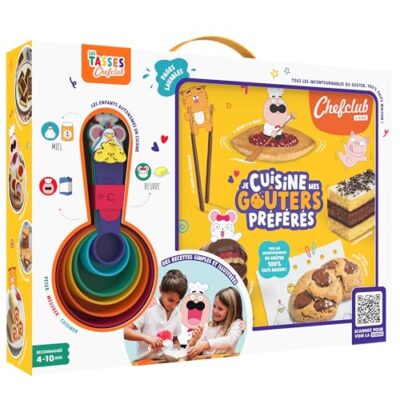 Coffret de 25 recettes de goûters Chefclub Kids avec 6 tasses doseuses