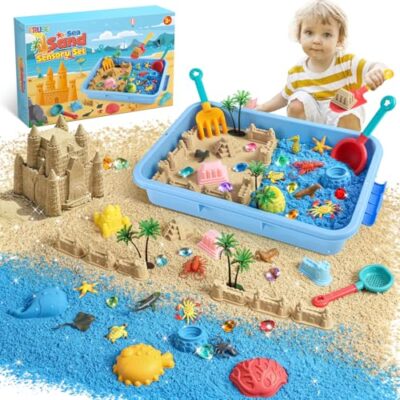Coffret de sable magique FRUSE avec animaux marins et bac à couvercle