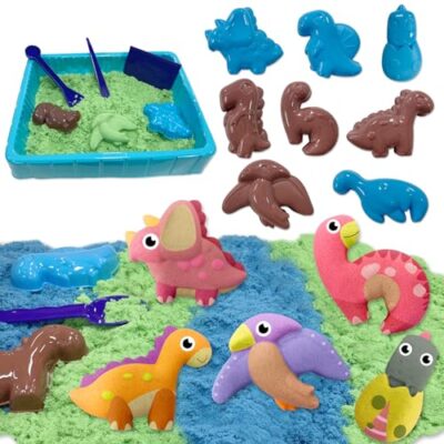 Coffret de sable magique VBACALA avec 8 moules dinosaures