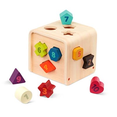 Cube à compter et trier en bois Battat, 10 formes numérotées