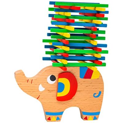 Éléphant d’équilibre à empiler en bois Natureich, multicolore