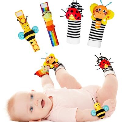 Ensemble de hochets poignet et pieds Infinno, coton doux et coloré