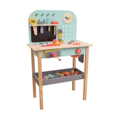 Établi en bois Owl & Fox avec outils et tableau noir, dès 3 ans