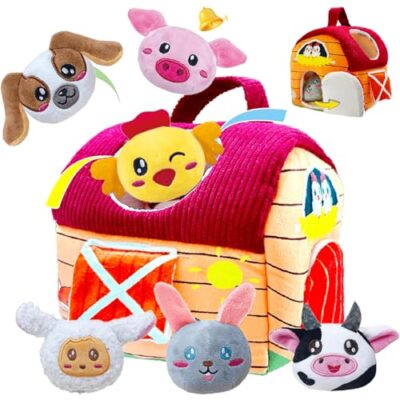 Ferme sensorielle Afufu avec six animaux, hochet et miroir