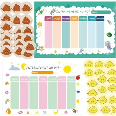 Fiches d’apprentissage de la propreté jenich avec 63 cartes et velcro