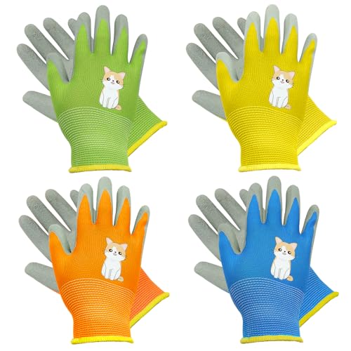 Gants de jardinage enfant VEGCOO, 4 paires à motifs de chats