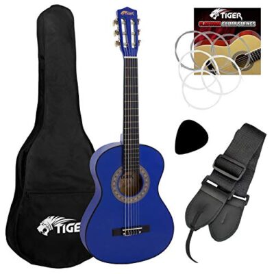 Guitare classique 1/4 Tiger bleue en tilleul et érable pour enfant