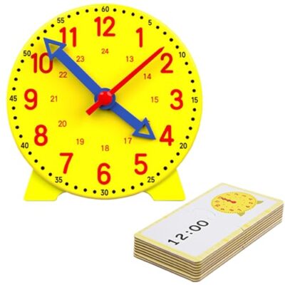 Horloge d’apprentissage Wekuw 12 cm à engrenages, cadran 24 heures
