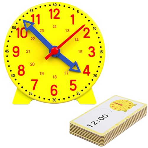 Horloge d’apprentissage Wekuw 12 cm à engrenages, cadran 24 heures