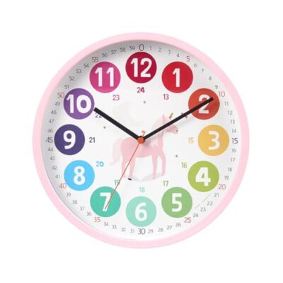 Horloge murale d’apprentissage silencieuse Umllpet, 25,4 cm, rose