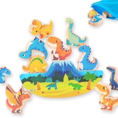 Jeu d’empilement en bois Echehi, 10 dinosaures colorés dès 18 mois