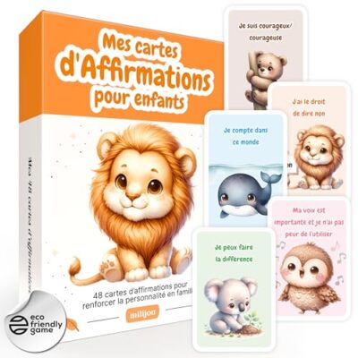 Jeu de 48 cartes d’affirmations positives Milijou, format A6, dès 3 ans