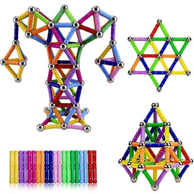 Jeu de construction magnétique Jokooan, 144 pièces, tiges et billes