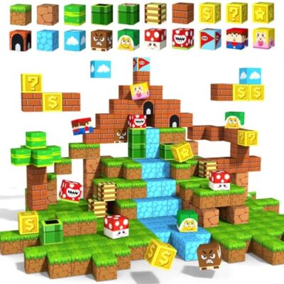 Jeu de construction magnétique obakaer : 54 cubes thème jeu vidéo