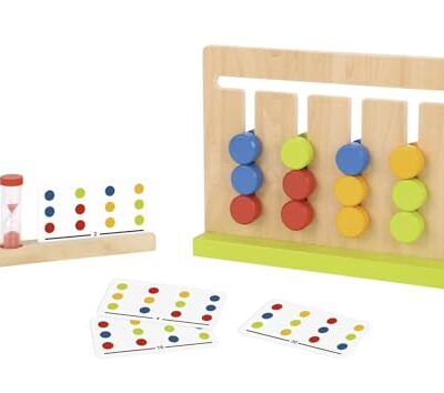 Jeu de logique en bois Tooky Toy avec 15 cartes double face