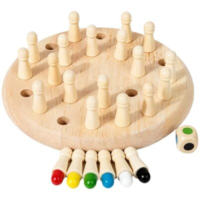 Jeu de mémoire en bois HhBdy, plateau rond et 24 bâtonnets