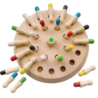 Jeu de mémoire en bois NOZVYCI, 24 pions de six couleurs et dé