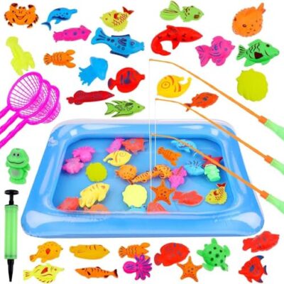 Jeu de pêche aimanté Goldge, 42 jouets multicolores pour le bain