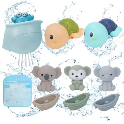 Jouet de bain Fenarid : 9 pièces, tortues nageuses et filet