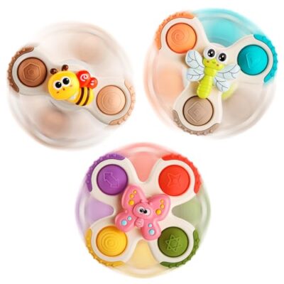 Jouet tournant à ventouse lerrbo, lot de 3 pour le bain