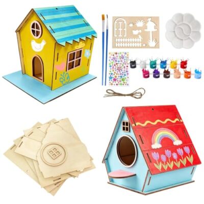 Kit de 2 nichoirs en bois à peindre Tuxvealu, montage sans outils