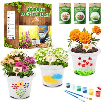 Kit de jardinage enfant PYEF CRAFTS avec pots à peindre et graines