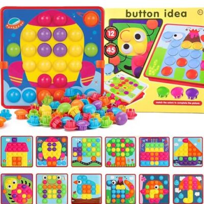 Kit de mosaïque Guihumz, 45 boutons et 12 plaques colorées