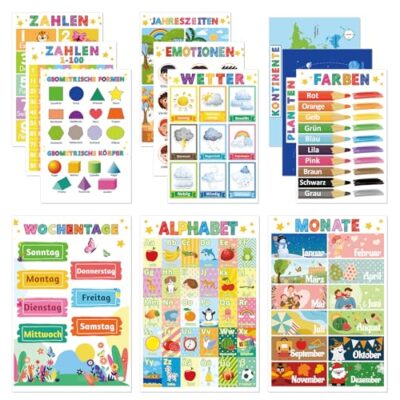 Lot d’affiches éducatives COCHIE A4, laminées, avec pastilles adhésives