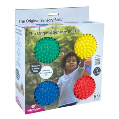 Lot de 4 balles sensorielles Edushape à picots, dès 6 mois