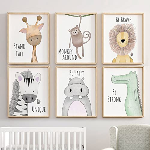 Lot de 6 affiches animaux ED-Lumos, format A4, cadres non inclus