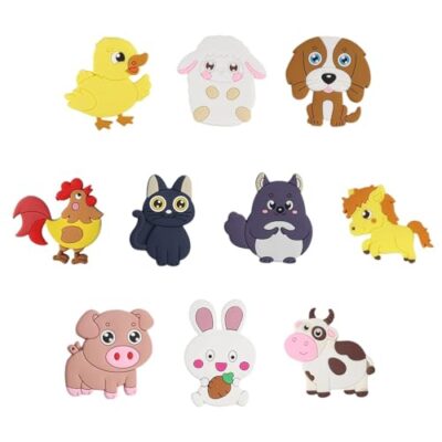 Magnet animal en PVC Riybyds, motif bande dessinée, lot de 10