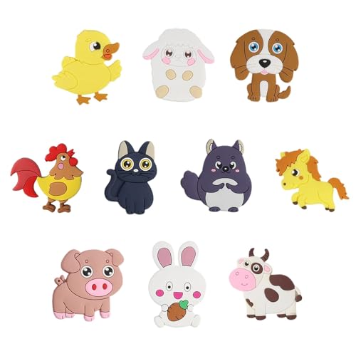 Magnet animal en PVC Riybyds, motif bande dessinée, lot de 10