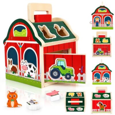 Maison de la ferme en bois BELEEV avec 11 figurines et poignée