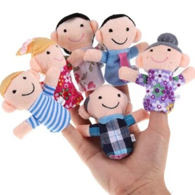 Marionnette à doigt ZEPIQOR en velours, set famille de 6 pièces