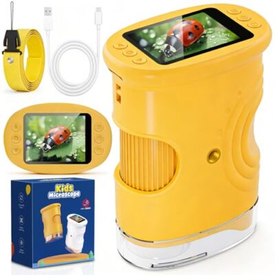 Microscope numérique enfant GRIRDDIV, écran 2 pouces et 8 LED