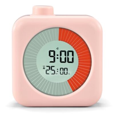 Minuteur visuel BlueSwan 3 en 1 rose, avec horloge et réveil