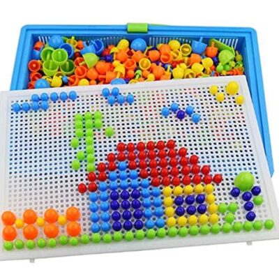 Mosaïque à emboîter ITODA de 888 pièces colorées avec panier à poignée