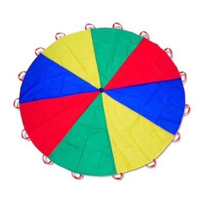 Parachute de jeu arc-en-ciel OIXEYA, 3 m et 12 poignées