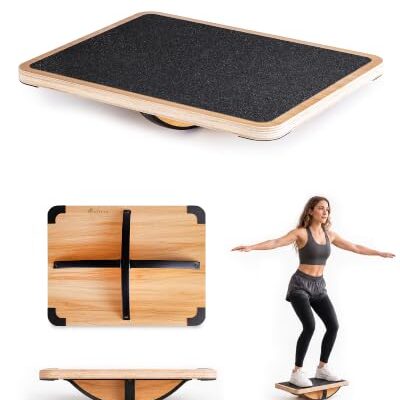 Planche d’équilibre en bois StrongTek, base croisée et rotation à 360°