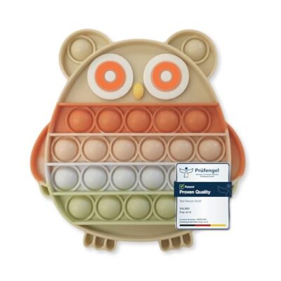 Pop it hibou Valino en silicone sans BPA, couleurs pastel